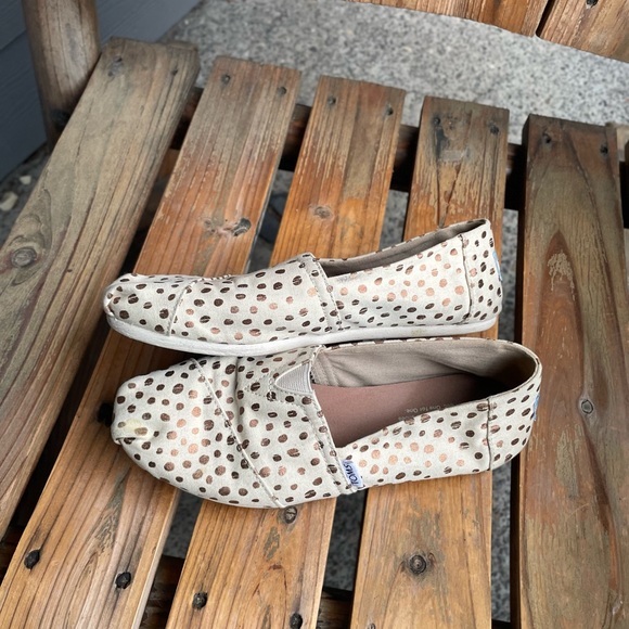 Toms Alpargata Classic Rose Gold Polka Dot Shoe Womens Size 7.5 - Picture 1 of 16